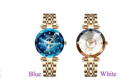 Diamond Shape Multicolour Dial and Rose Gold Strap Watch for Womens and Girls