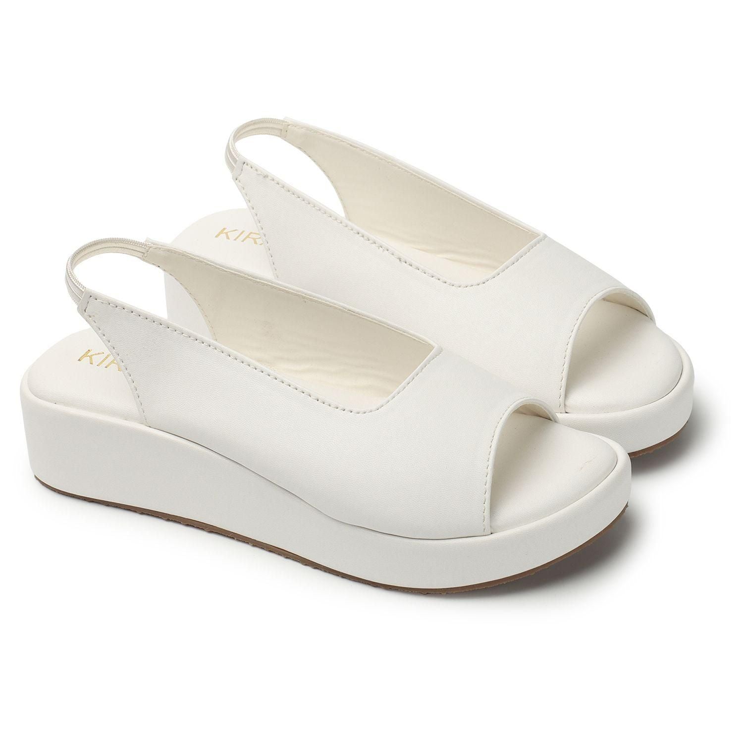 Kiravi Closed Back Strap White Wedges