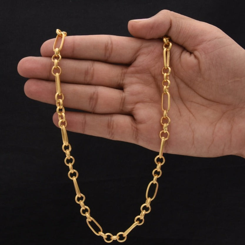 1 Gram Gold Forming Round Link Sophisticated Design Chain for Men - Style B998 - AmazingBaba