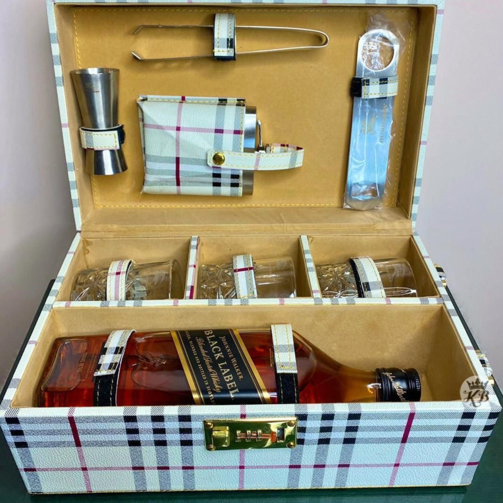 Bburry check leather whisky case - AmazingBaba