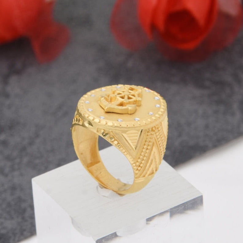 1 Gram Gold Plated Charming Design Premium-Grade Quality Ring for Men - Style B423 - AmazingBaba