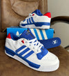 AMAZING WHITE BLUE RIVALRY ZIPPY SHOES - AmazingBaba