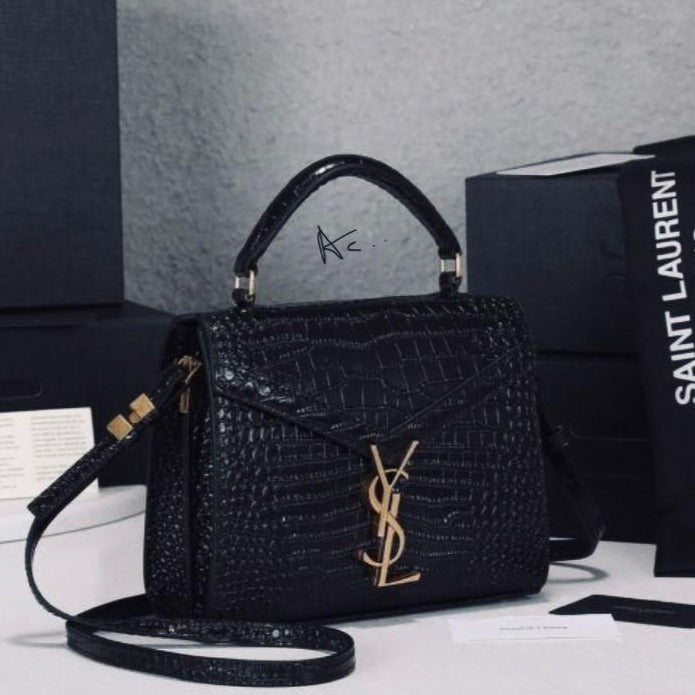 Saint Laurent Croc Cassandra Calf Leather Bag - AmazingBaba