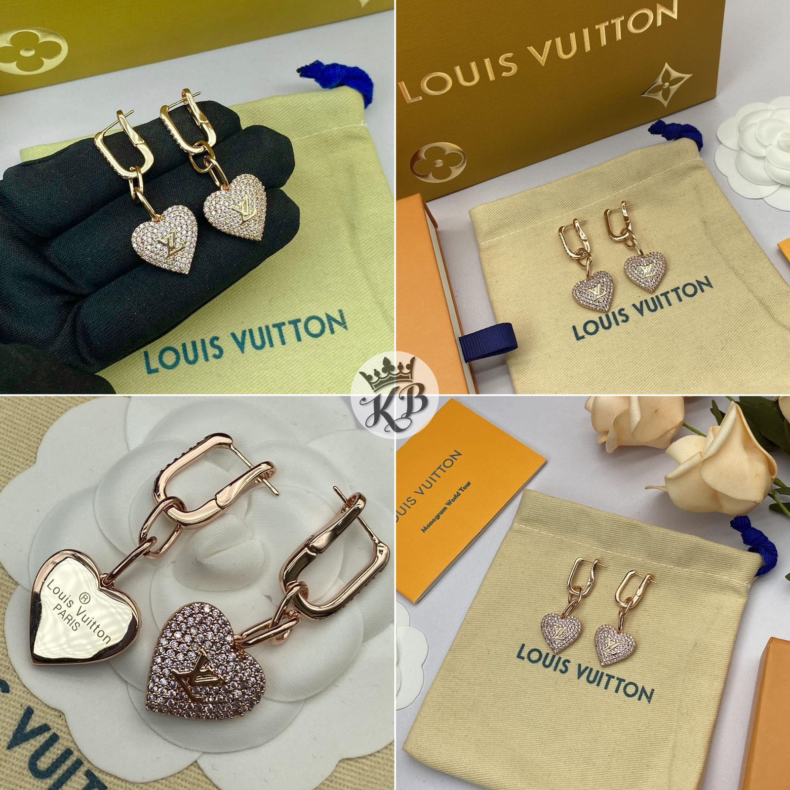 Amazing lv heart shape earrings - AmazingBaba