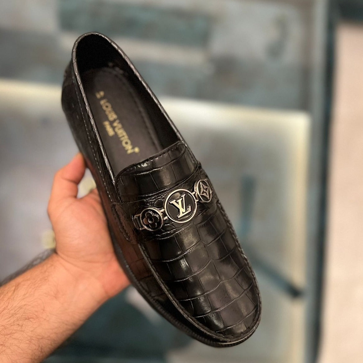 Lv premium Croco loafers shoes - AmazingBaba