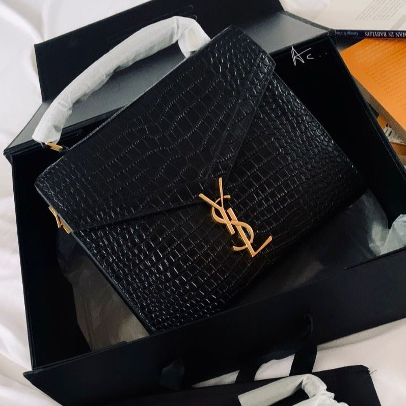 Saint Laurent Croc Cassandra Calf Leather Bag - AmazingBaba