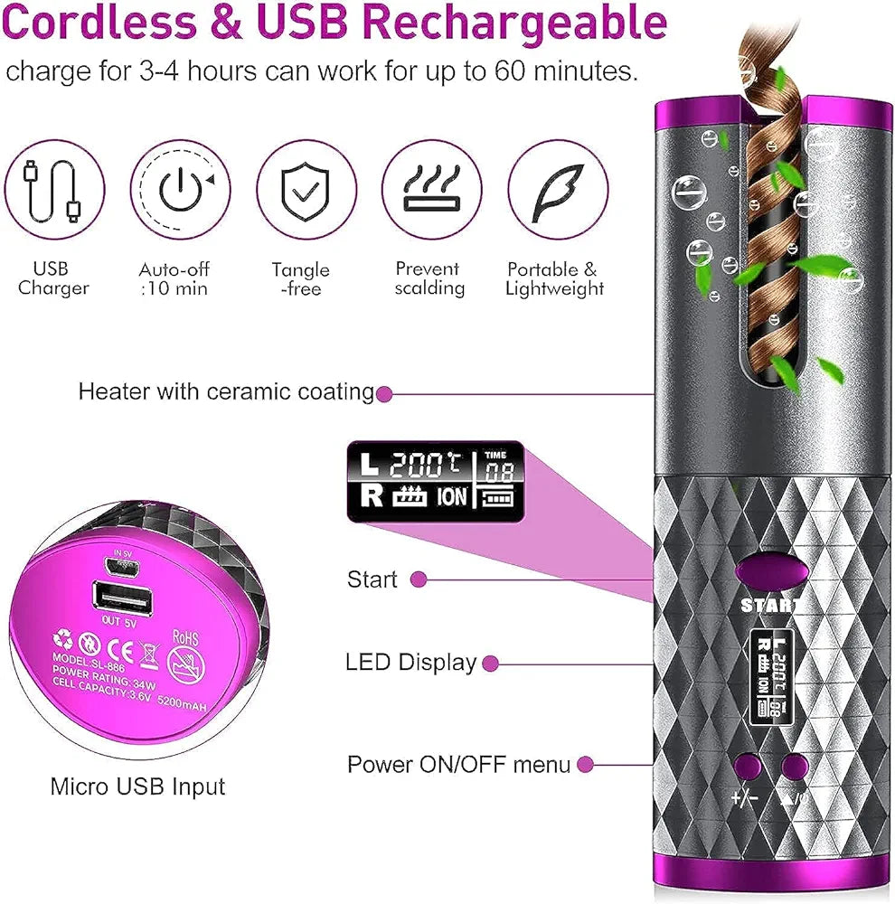 Cordless Automatic Hair Curler - AmazingBaba