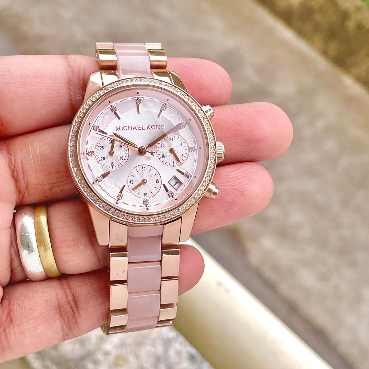Mk Ritz Cute Pink white Chronograph watch - AmazingBaba