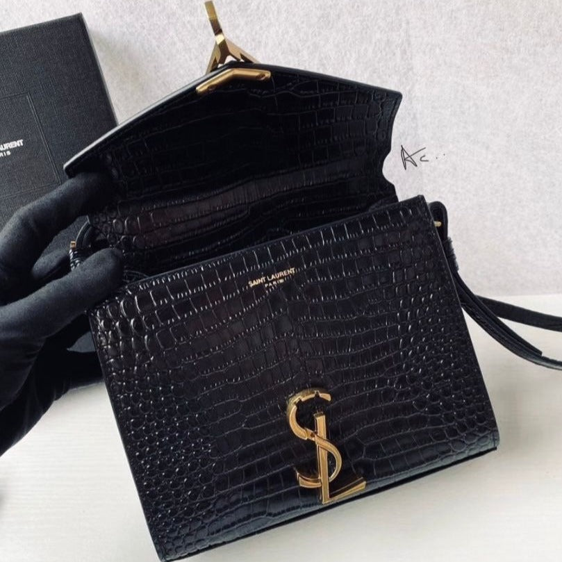 Saint Laurent Croc Cassandra Calf Leather Bag - AmazingBaba