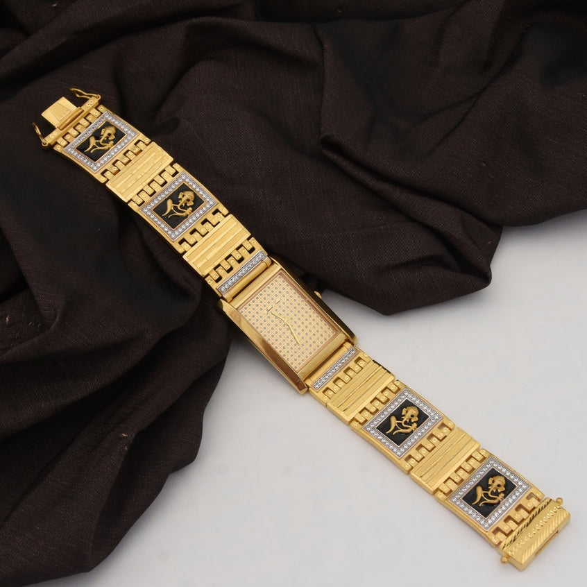 1 Gram Gold Plated with Diamond Antique Design Watch for Men - Style A061